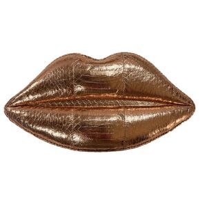 Lulu Guinness Lip Women's Clutch Bag Snakeskin Copper Metallic Padded Python